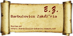 Barbulovics Zakária névjegykártya